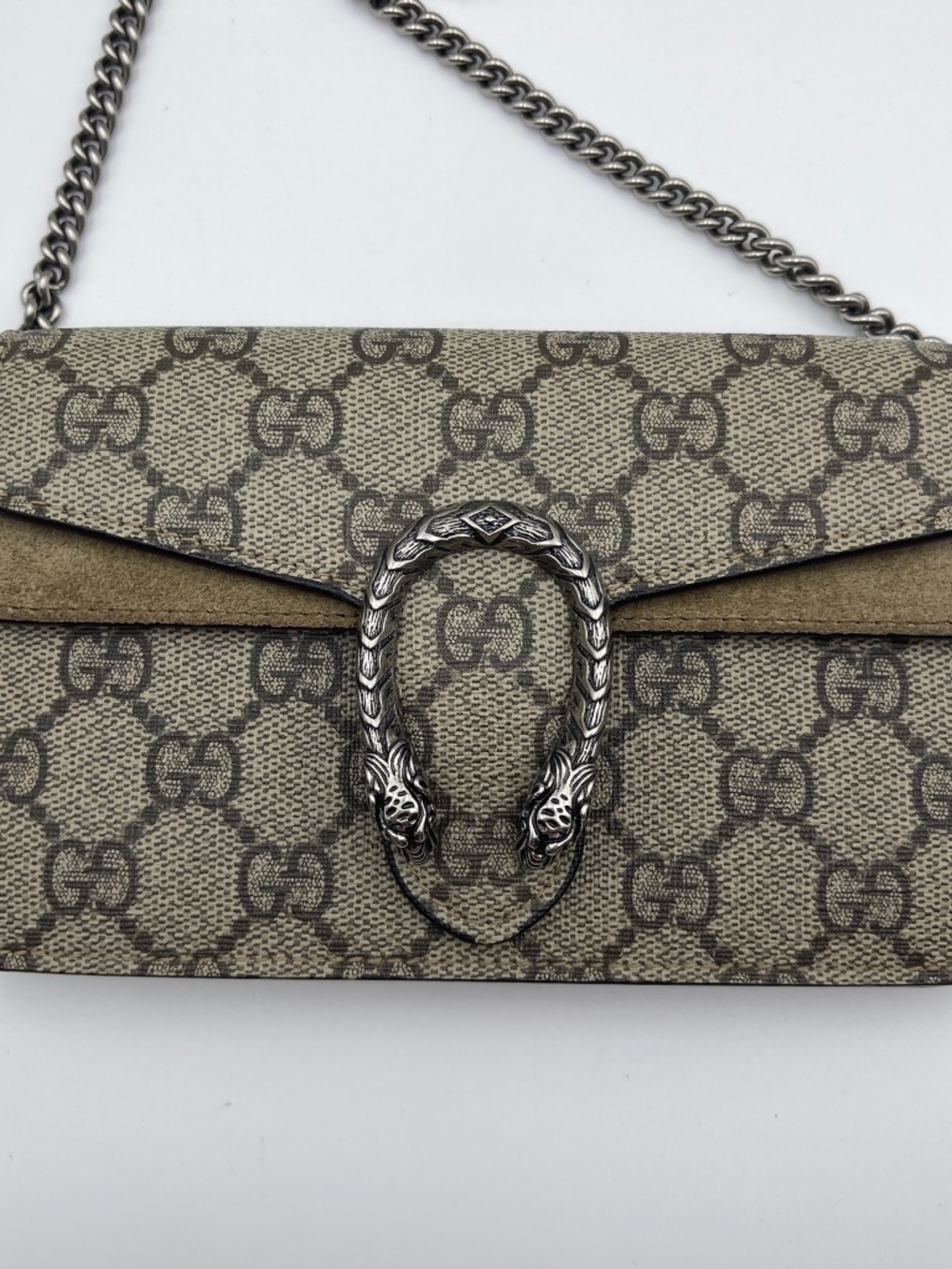 Gucci GG leather Supreme Super Mini Dionysus Bag Canvas Suede Chain Bag Purse - Picture 2 of 14